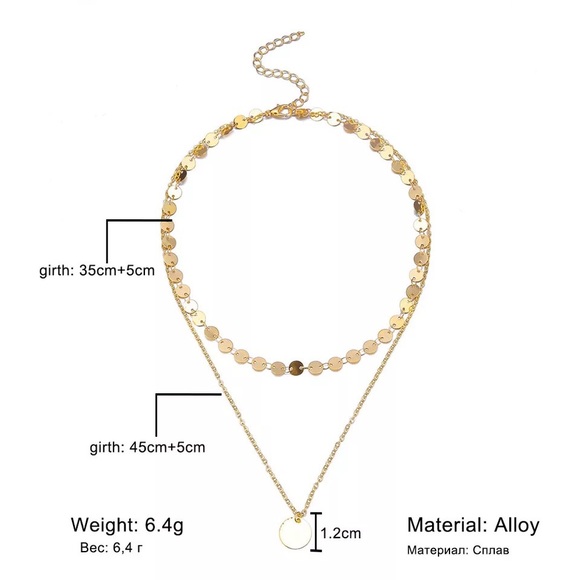 ‼️3/$30 Boho Multilayer Sequin Gold Necklace - Picture 3 of 4